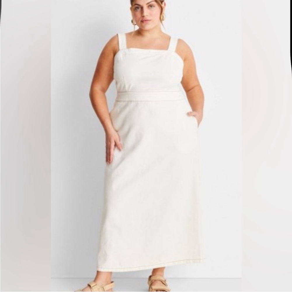 NWT Jenny K. Lopez Future Collective for Target Ecru Denim Midi Dress, 24W